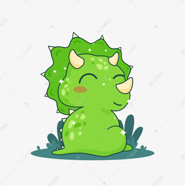 可爱绿色卡通三角龙动漫恐龙宝宝