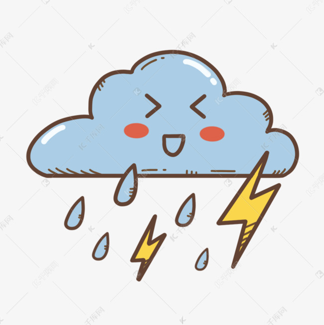 蓝色简约可爱卡通云朵闪电