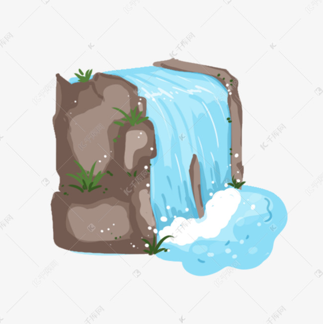卡通飞流瀑布