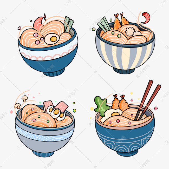 日本食物美味拉面组合