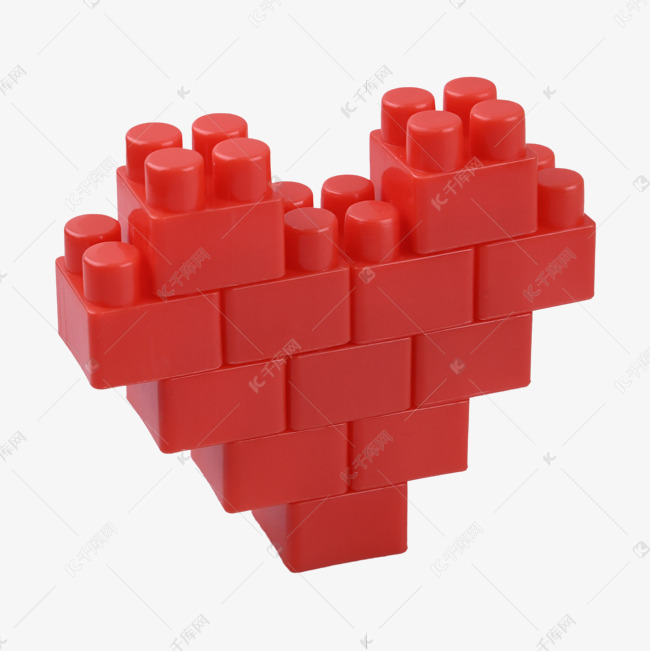 红色爱心创意益智积木