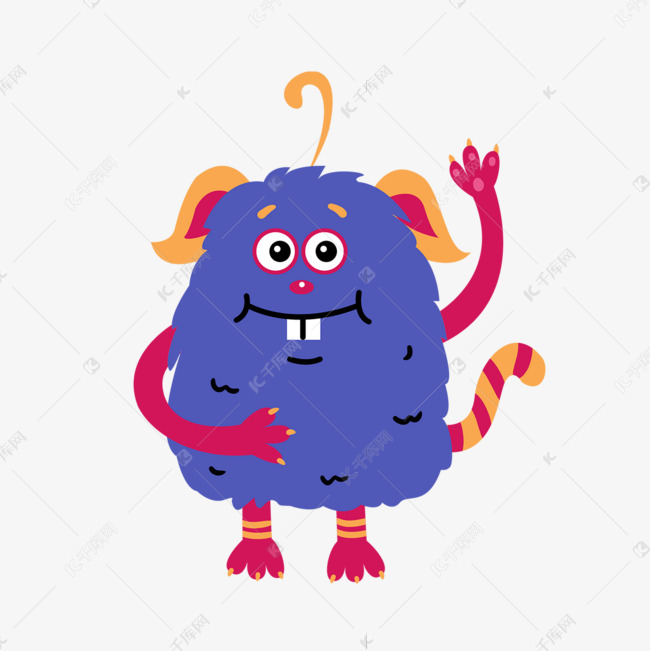 紫色毛球兔牙可爱卡通怪物