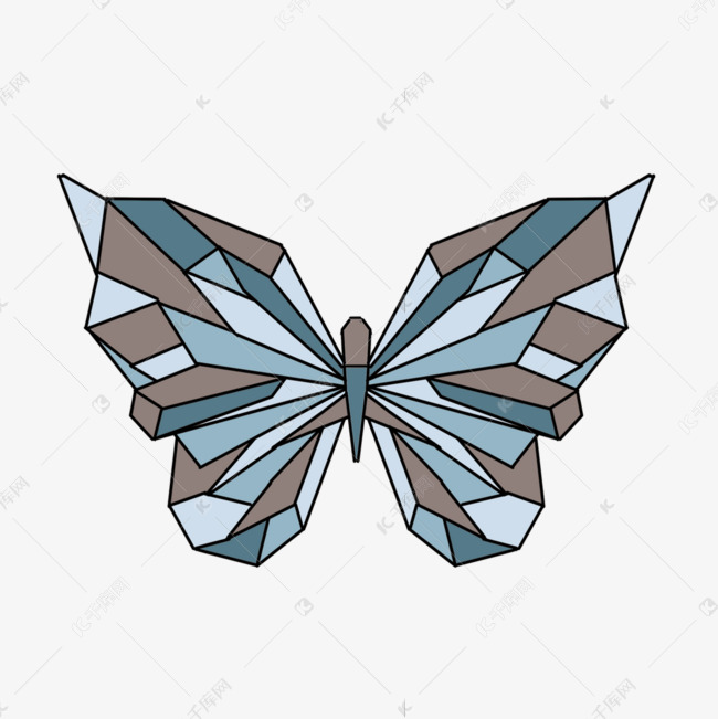 白灰色立体几何蝴蝶
