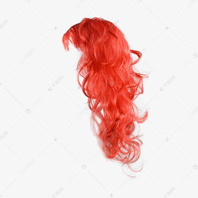 红色护理假发头发头部素材图片免费下载
