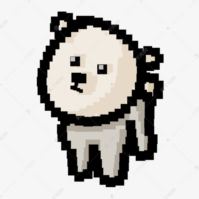 像素艺术游戏用品白色小狗