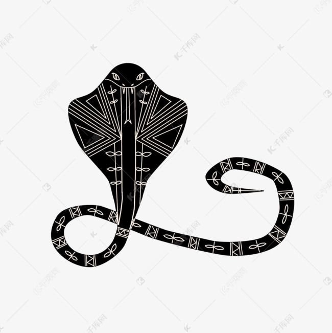 抽象风格眼镜蛇剪影花纹