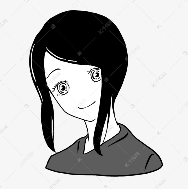 漫画风格大眼睛女生无色人物头像