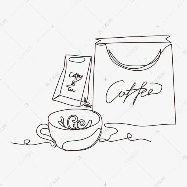 抽象线条画拿铁咖啡