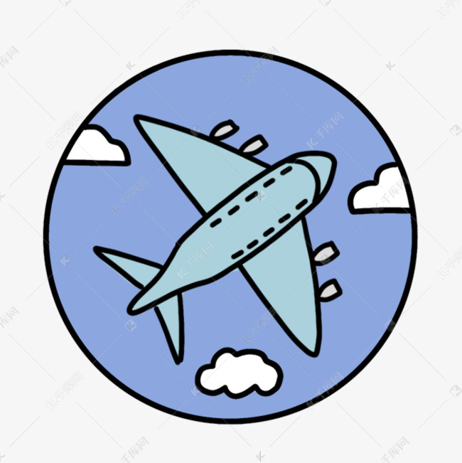 天空中的飞机圆形卡通insta