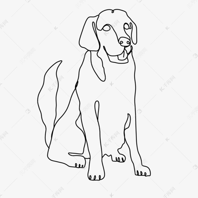 金毛抽象线条画狗