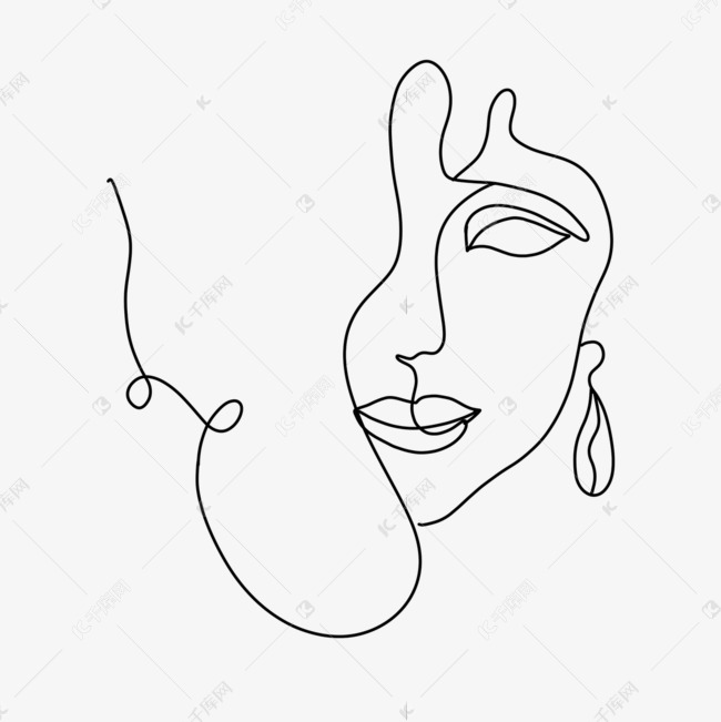 抽象线稿人脸人像素描