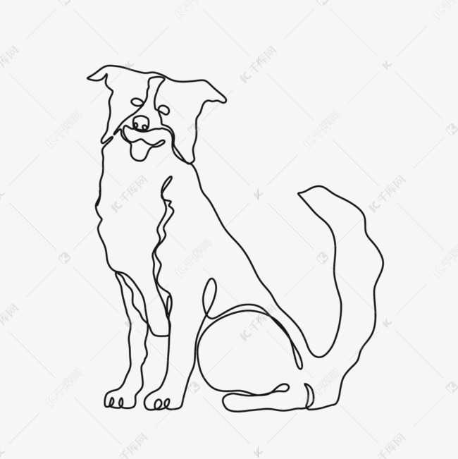 边牧犬抽象线条画狗素材图片免费下载-千库网