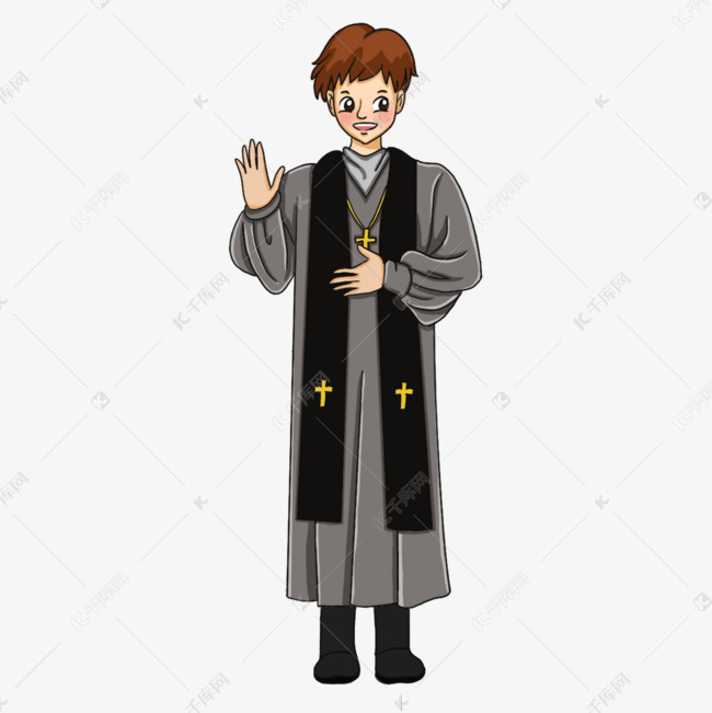 穿着圣袍的帅气牧师剪贴画