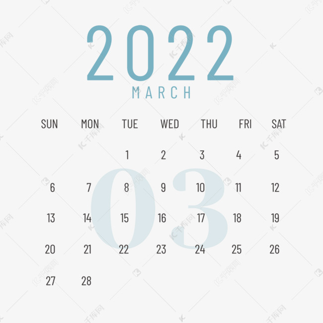 22年三月月历通用桌面月历素材图片免费下载 高清psd 千库网 图片编号