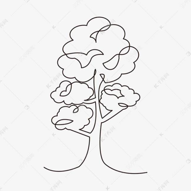 墙面装饰画抽象线条画树