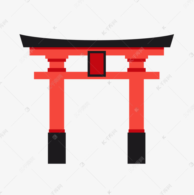 红色日本特色鸟居建筑素材图片免费下载-千库网
