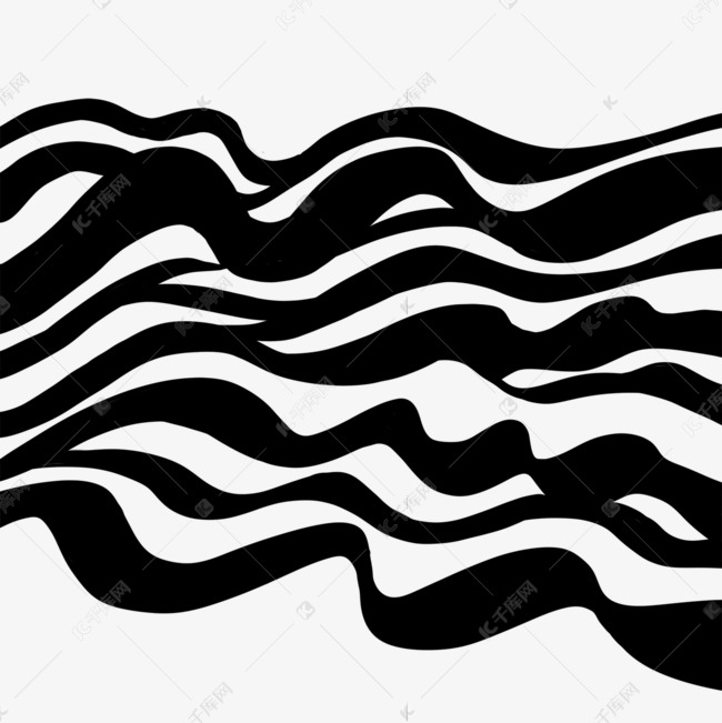 黑白线条画波纹抽象背景艺术