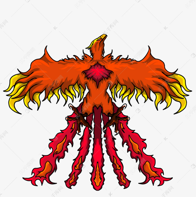 橙红色展翅飞行不死鸟剪贴画