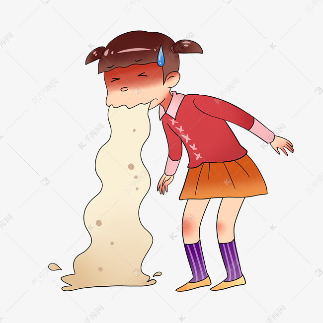 生病呕吐的女孩