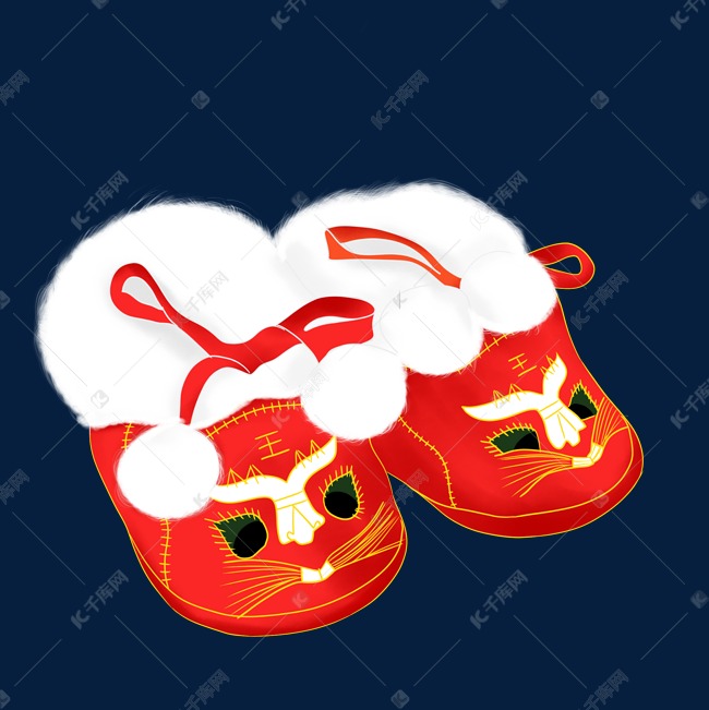 绒毛虎年新年服饰虎头鞋