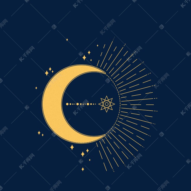 扁平金属金色日月太阳月亮素材图片免费下载 高清装饰图案psd 千库网 图片编号