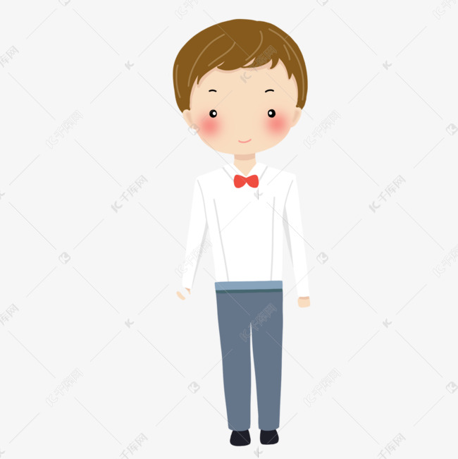 红色领结帅气男士新郎卡通婚礼人