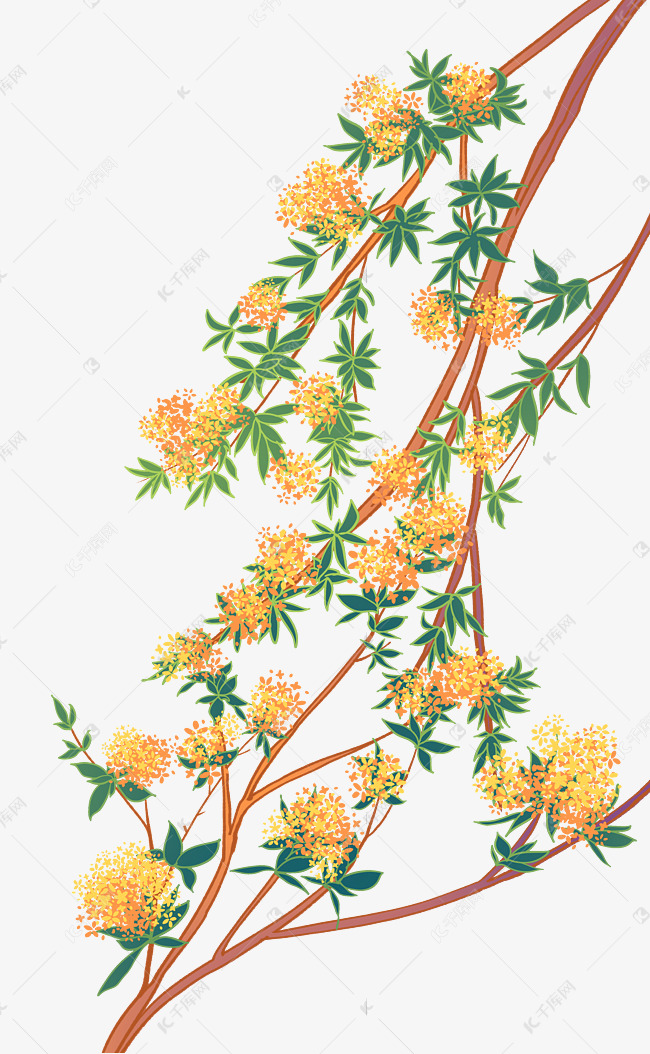 中国风古风树枝挂花树