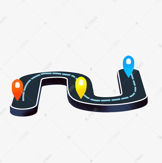 道路打卡路线s型弯道路标定位公