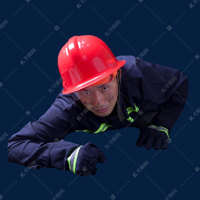 火灾灾难消防救援人物匍匐前进