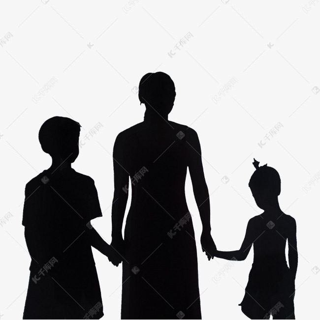 亲子人像夜晚母子三人室内手牵手