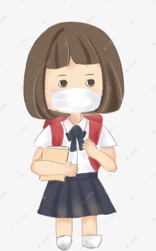 开学季开学防疫戴口罩学生