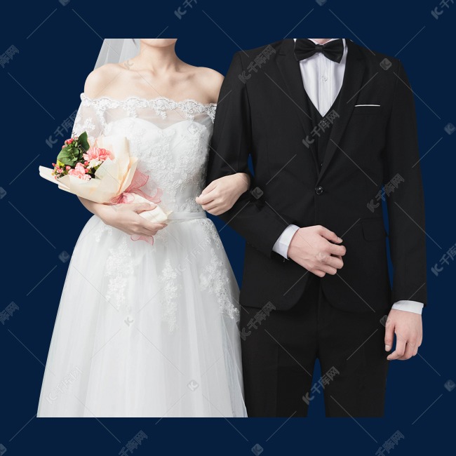 婚礼新郎新娘手挽手