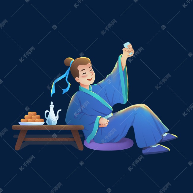中秋节古风男人喝酒