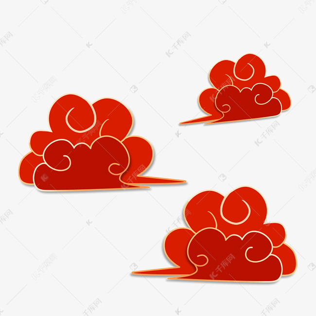 红色喜庆新年祥云云朵