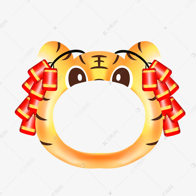虎年新年虎头头像框边框