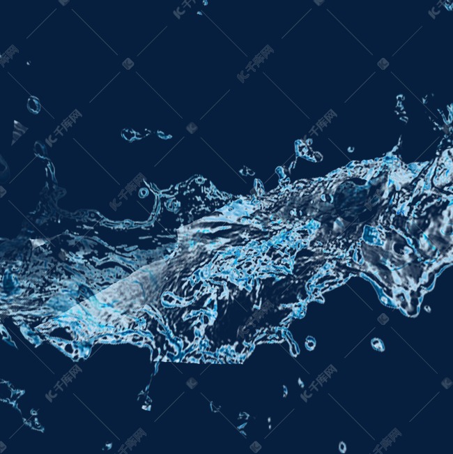 透明蓝色飞溅水花四溅