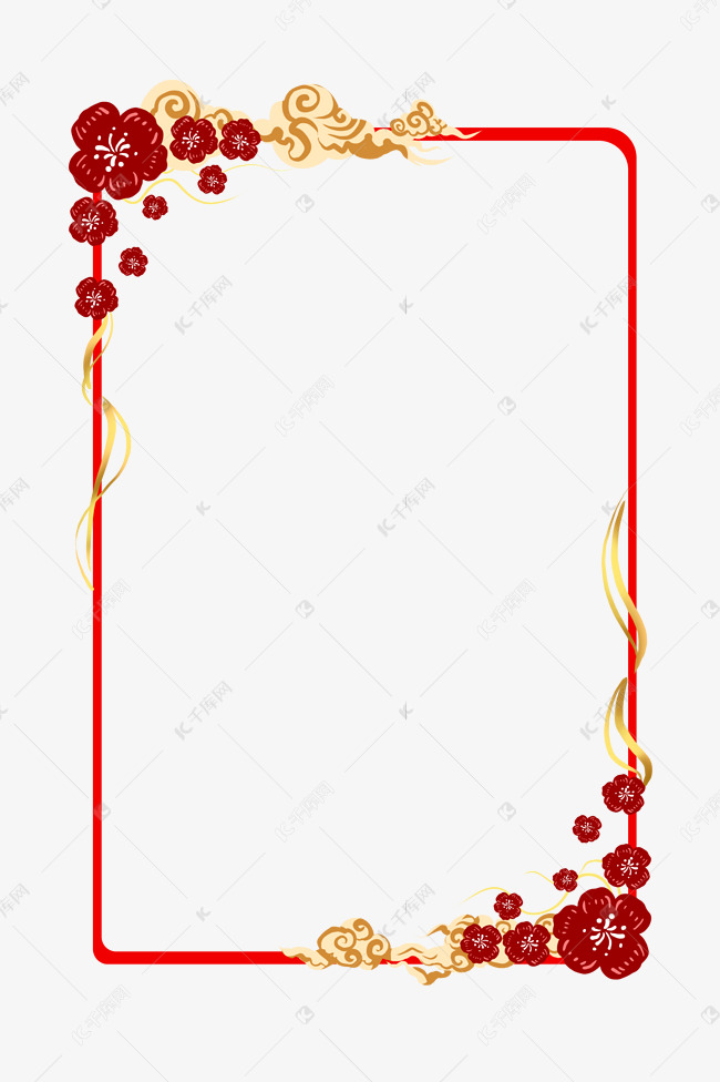 春节新年花朵花纹方形边框