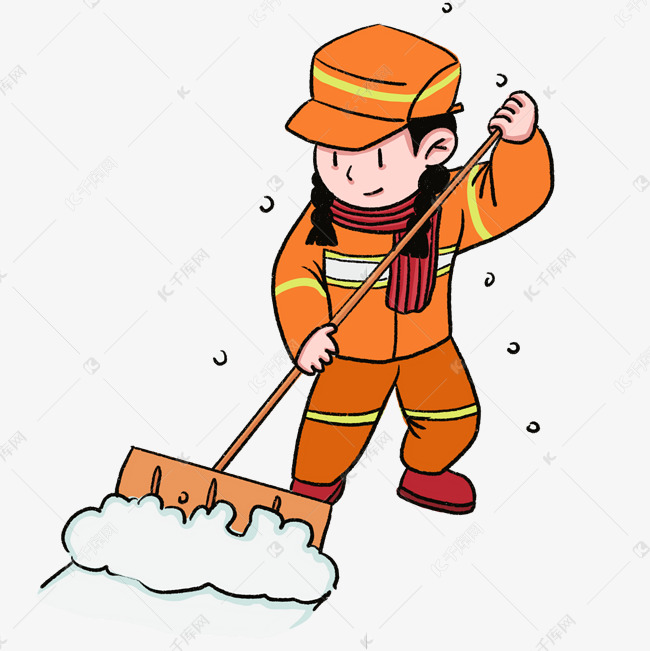 清雪环卫工人清道夫职业人物扫雪