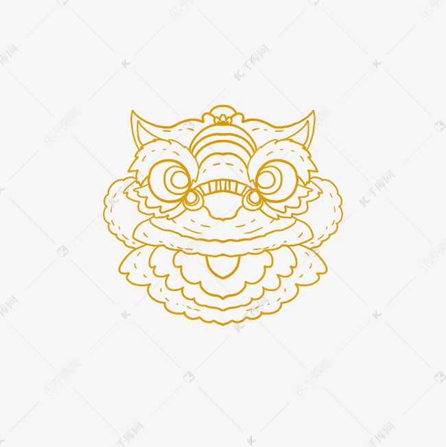 春节线描舞狮狮头装饰