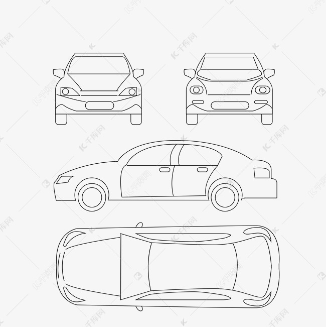 suv轿车汽车三视图