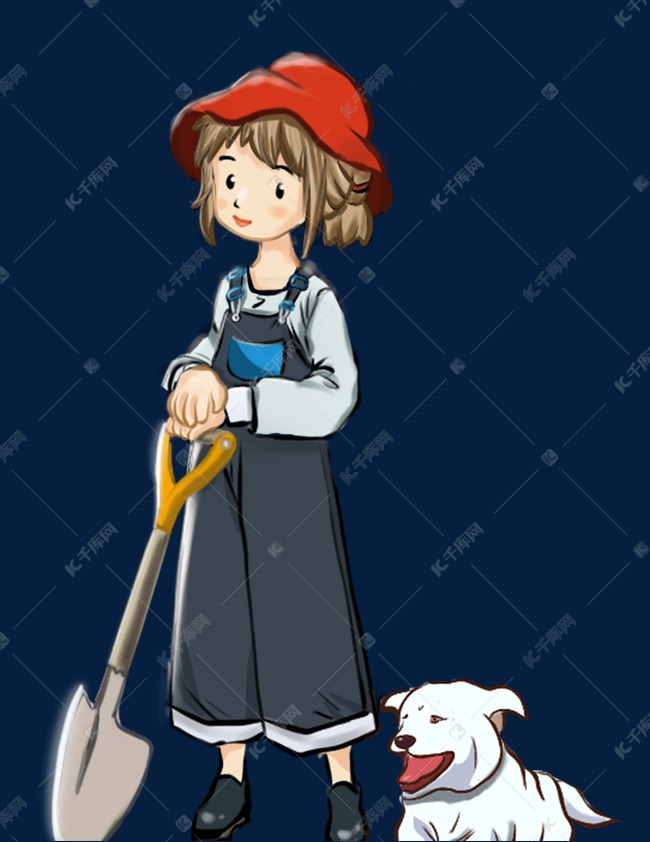 国际消除扶贫日女孩手拿铁锹