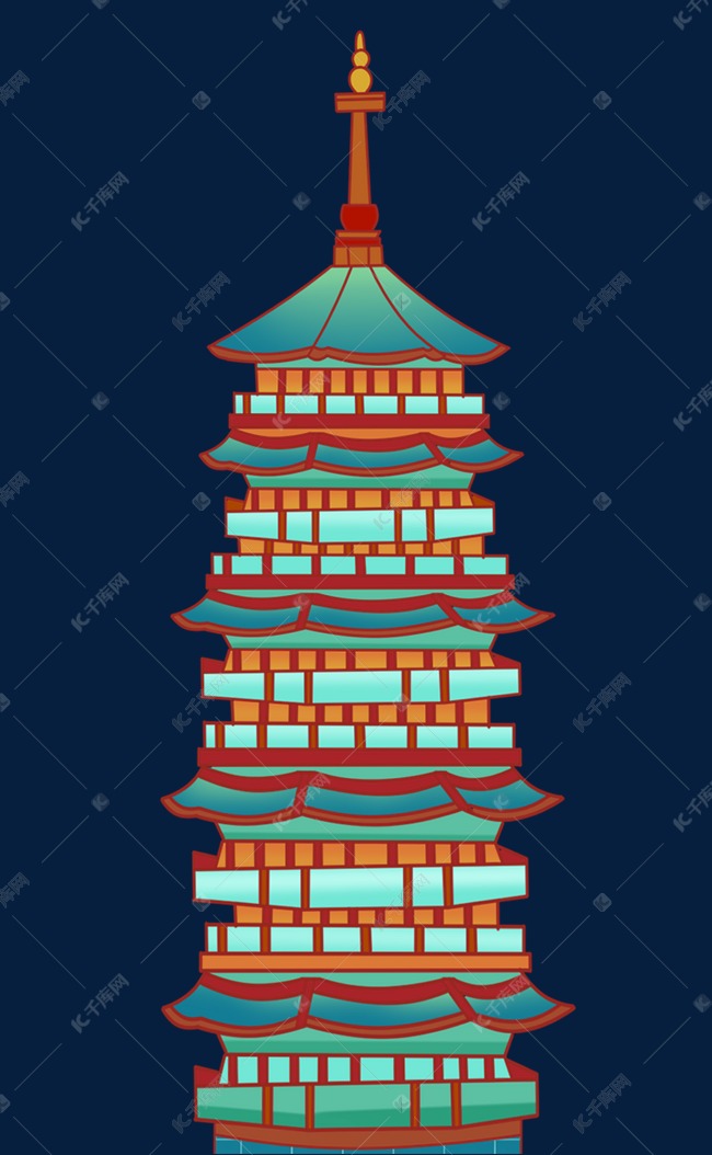 国潮风高塔宝塔