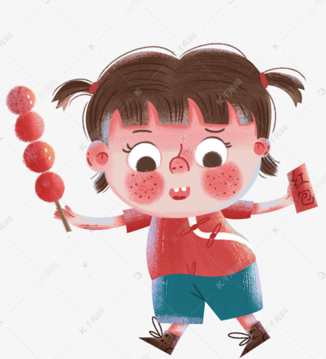 新年女孩糖葫芦