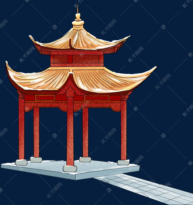 小雪节气凉亭建筑