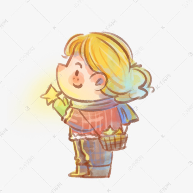 冬季人物女孩手拿星星