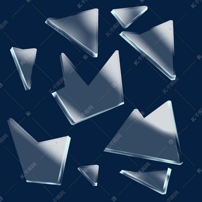 漂浮透明玻璃碎片