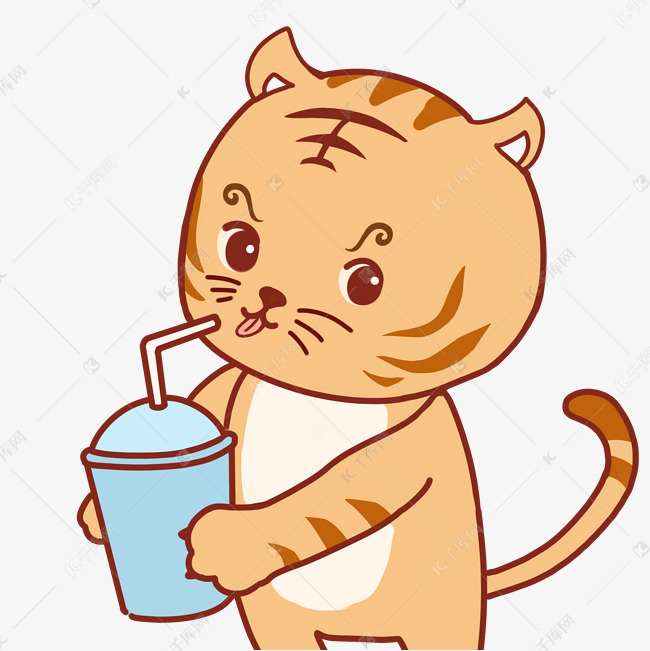 虎年老虎喝果汁