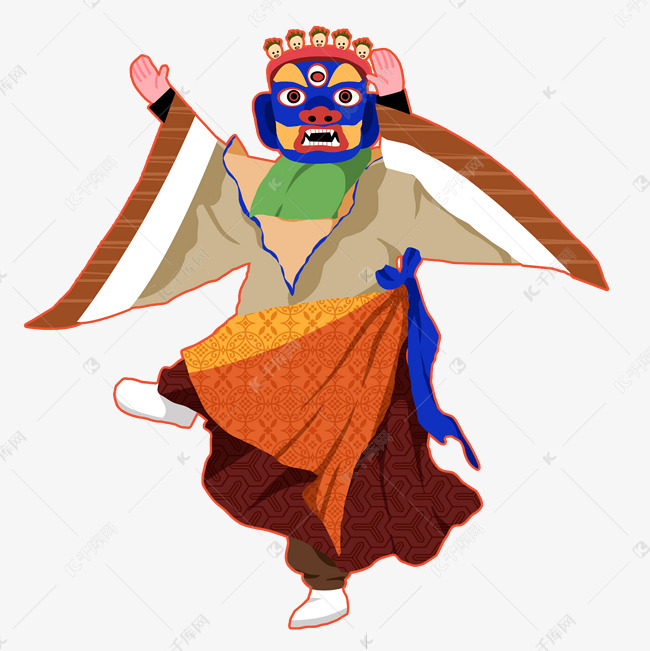 春节少数民族藏族跳舞跳大神过年