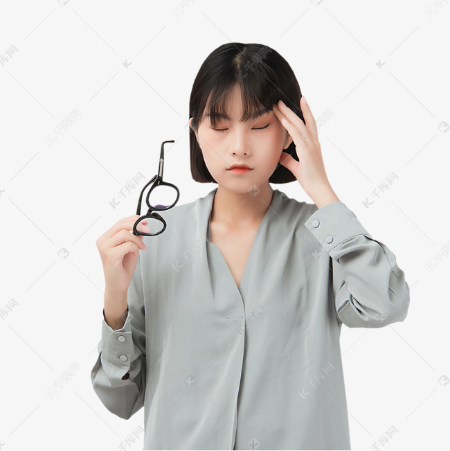 女孩眼疲劳视觉疲劳