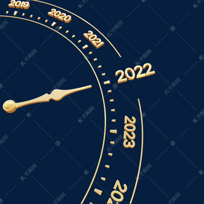 金色C4D立体2022时钟针表元旦新年